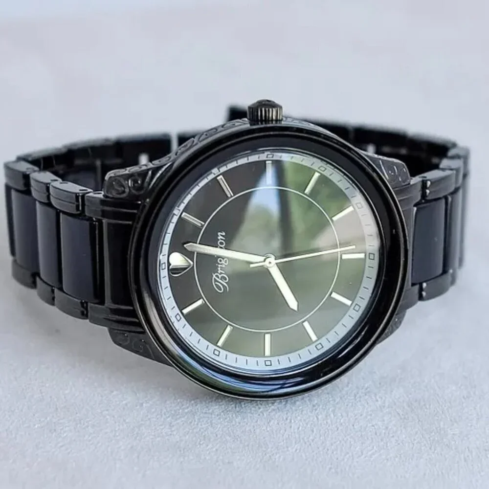 Brighton Large Face Black Link Carpenteria Retired/Vintage Watch Size 6.5 inches